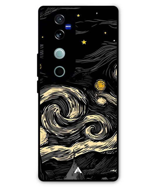Starry Night Aesthetic Metal Back Cover Phone Case for Vivo T3 Ultra