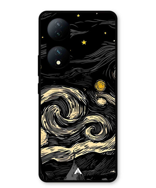 Starry Night Aesthetic Metal Back Cover Phone Case for Vivo Y100