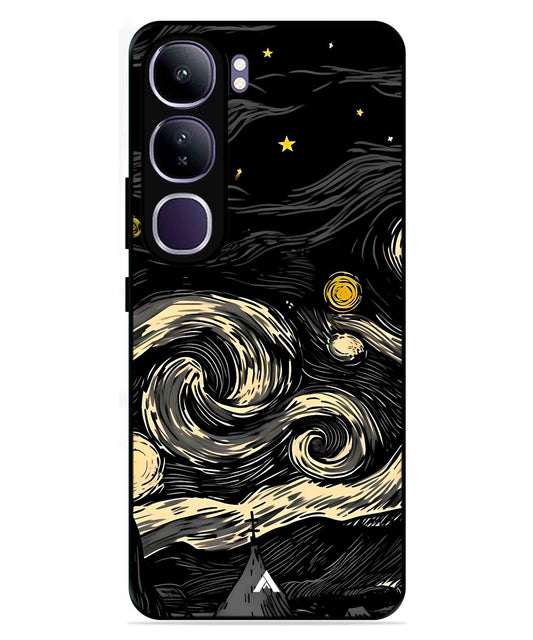 Starry Night Aesthetic Metal Back Cover Phone Case for Vivo Y300