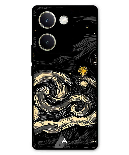 Starry Night Aesthetic Metal Back Cover Phone Case for Vivo Y300 Plus