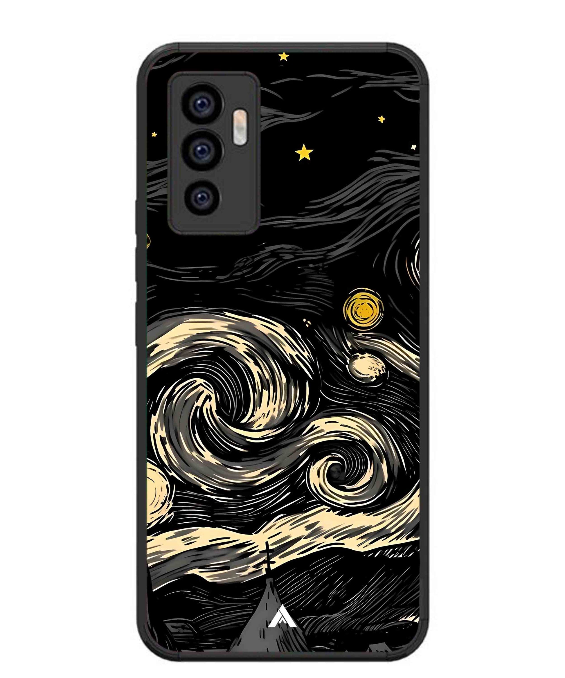 Starry Night Aesthetic Metal Back Cover Phone Case for Vivo Y75 4G