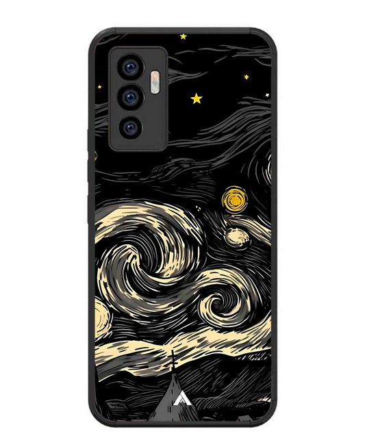 Starry Night Aesthetic Metal Back Cover Phone Case for Vivo Y75 4G