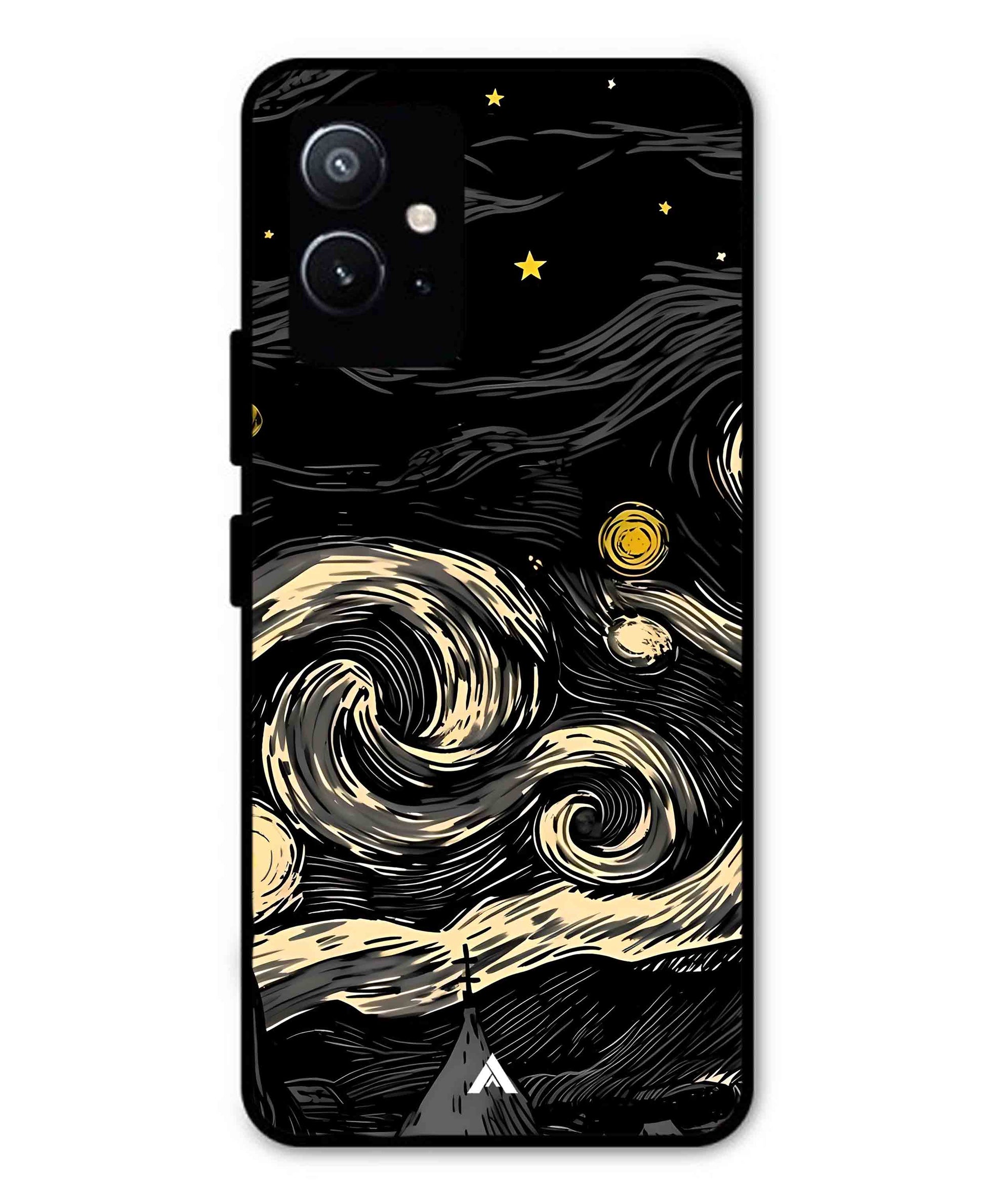 Starry Night Aesthetic Metal Back Cover Phone Case for Vivo Y75 5G