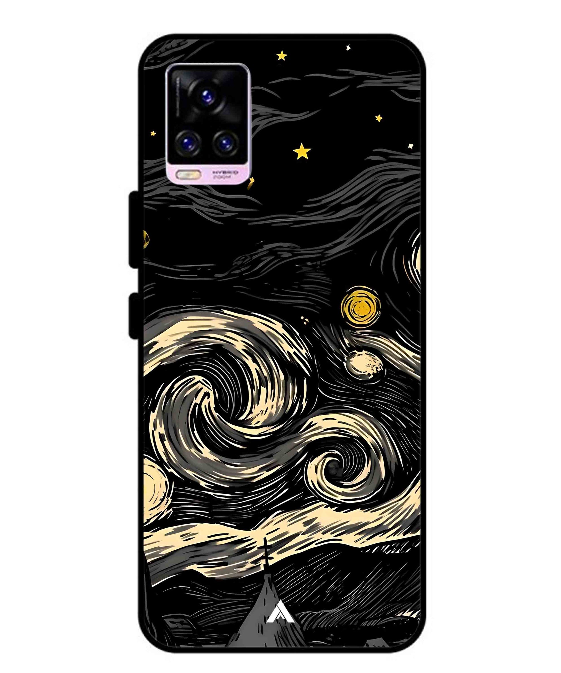 Starry Night Aesthetic Metal Back Cover Phone Case for Vivo v20 Pro