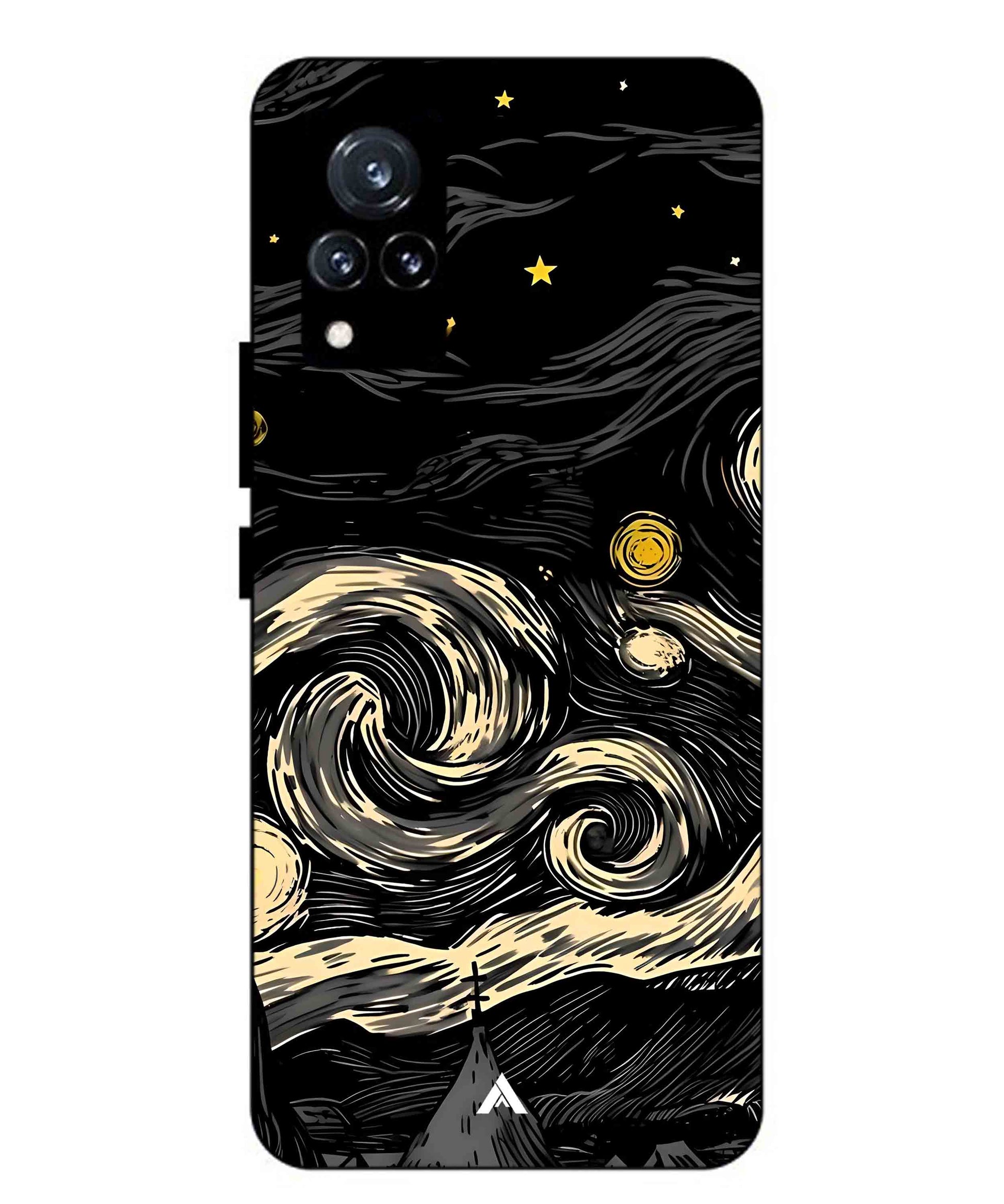 Starry Night Aesthetic Metal Back Cover Phone Case for Vivo v21