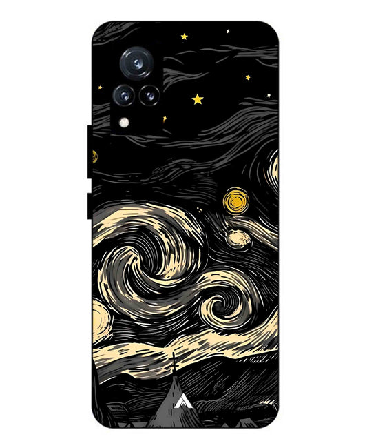 Starry Night Aesthetic Metal Back Cover Phone Case for Vivo v21