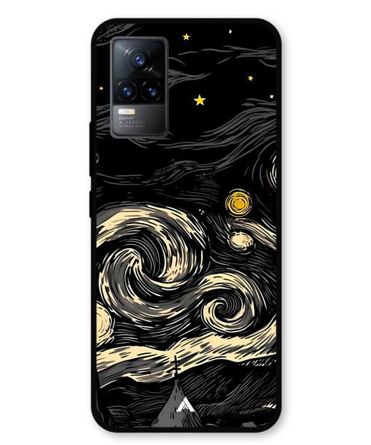 Starry Night Aesthetic Metal Back Cover Phone Case for Vivo v21e 4G