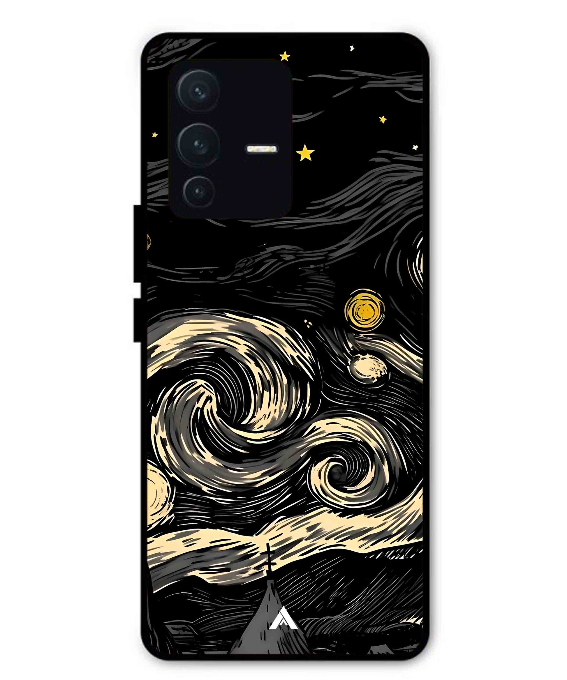 Starry Night Aesthetic Metal Back Cover Phone Case for Vivo v23 Pro