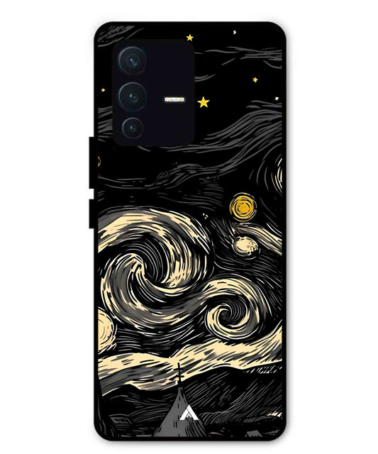 Starry Night Aesthetic Metal Back Cover Phone Case for Vivo v23 Pro