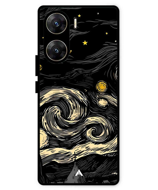 Starry Night Aesthetic Metal Back Cover Phone Case for Vivo v29e