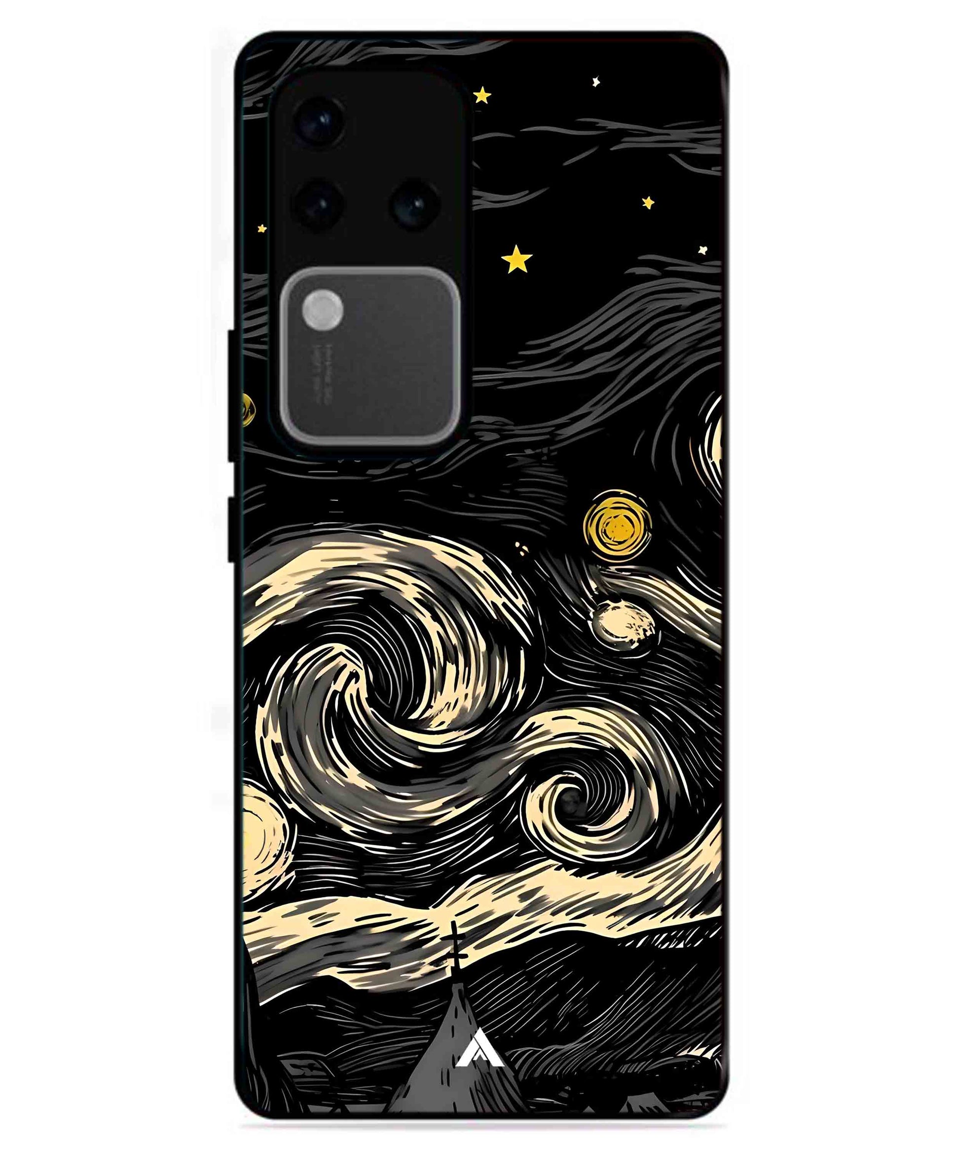 Starry Night Aesthetic Metal Back Cover Phone Case for Vivo v30 Pro