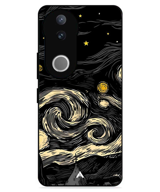 Starry Night Aesthetic Metal Back Cover Phone Case for Vivo v50