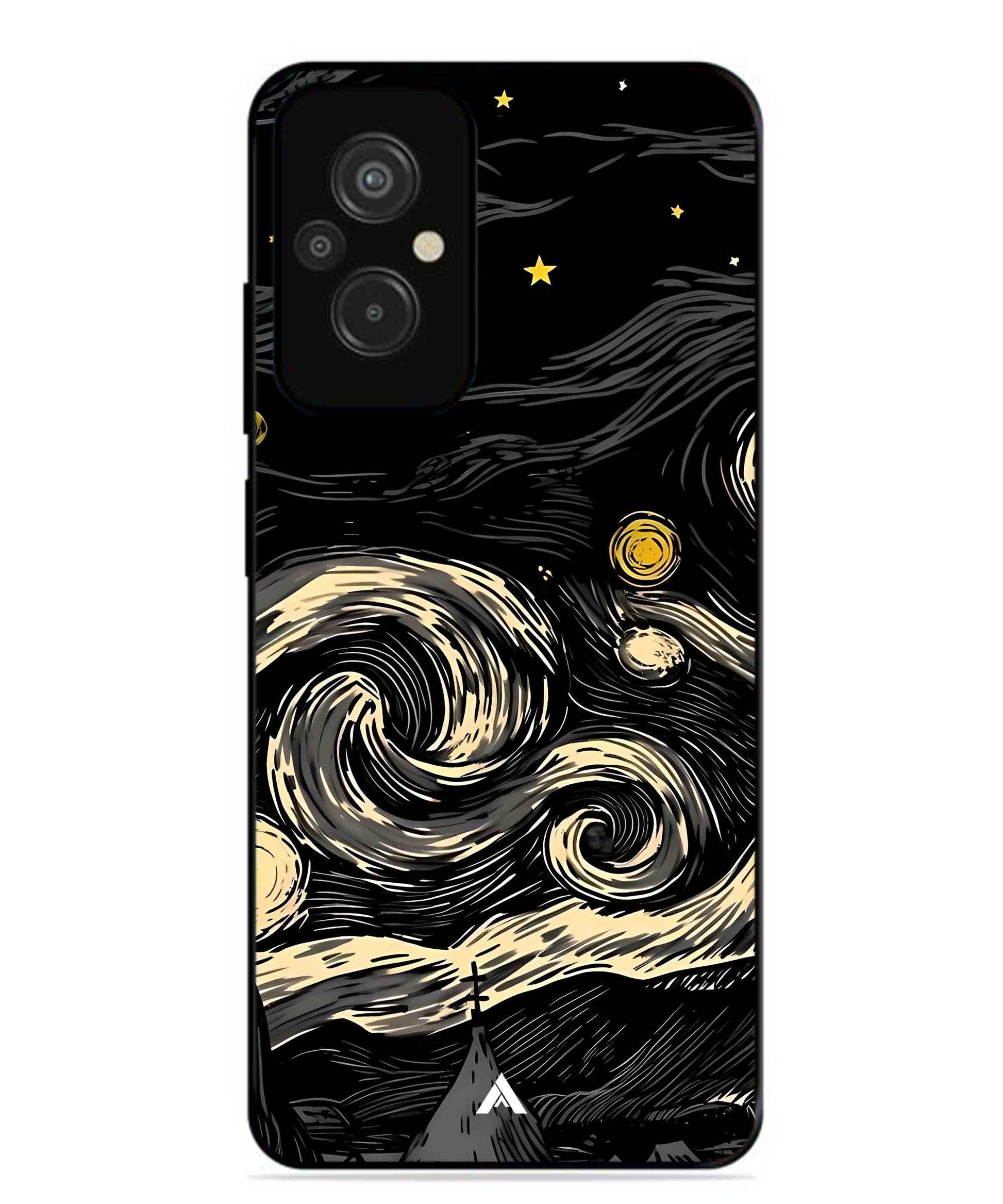 Starry Night Aesthetic Metal Back Cover Phone Case for Xiaomi Redmi 11 Prime 4G