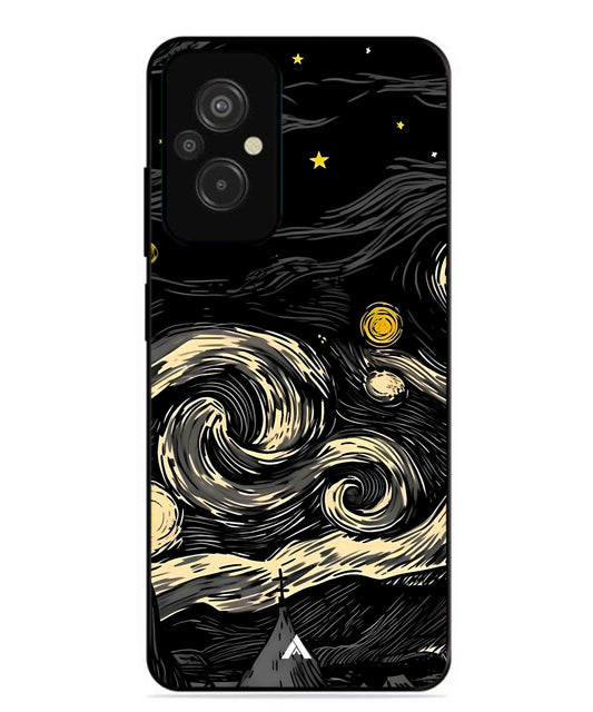 Starry Night Aesthetic Metal Back Cover Phone Case for Xiaomi Redmi 11 Prime 4G
