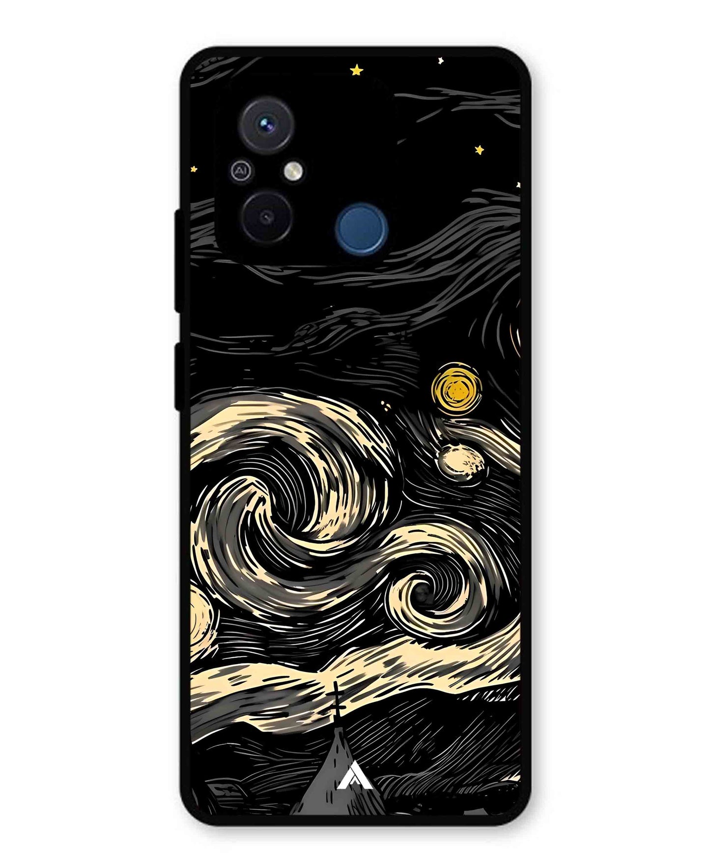 Starry Night Aesthetic Metal Back Cover Phone Case for Xiaomi Redmi 12C