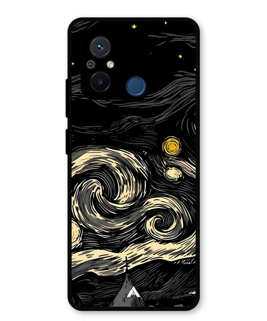 Starry Night Aesthetic Metal Back Cover Phone Case for Xiaomi Redmi 12C