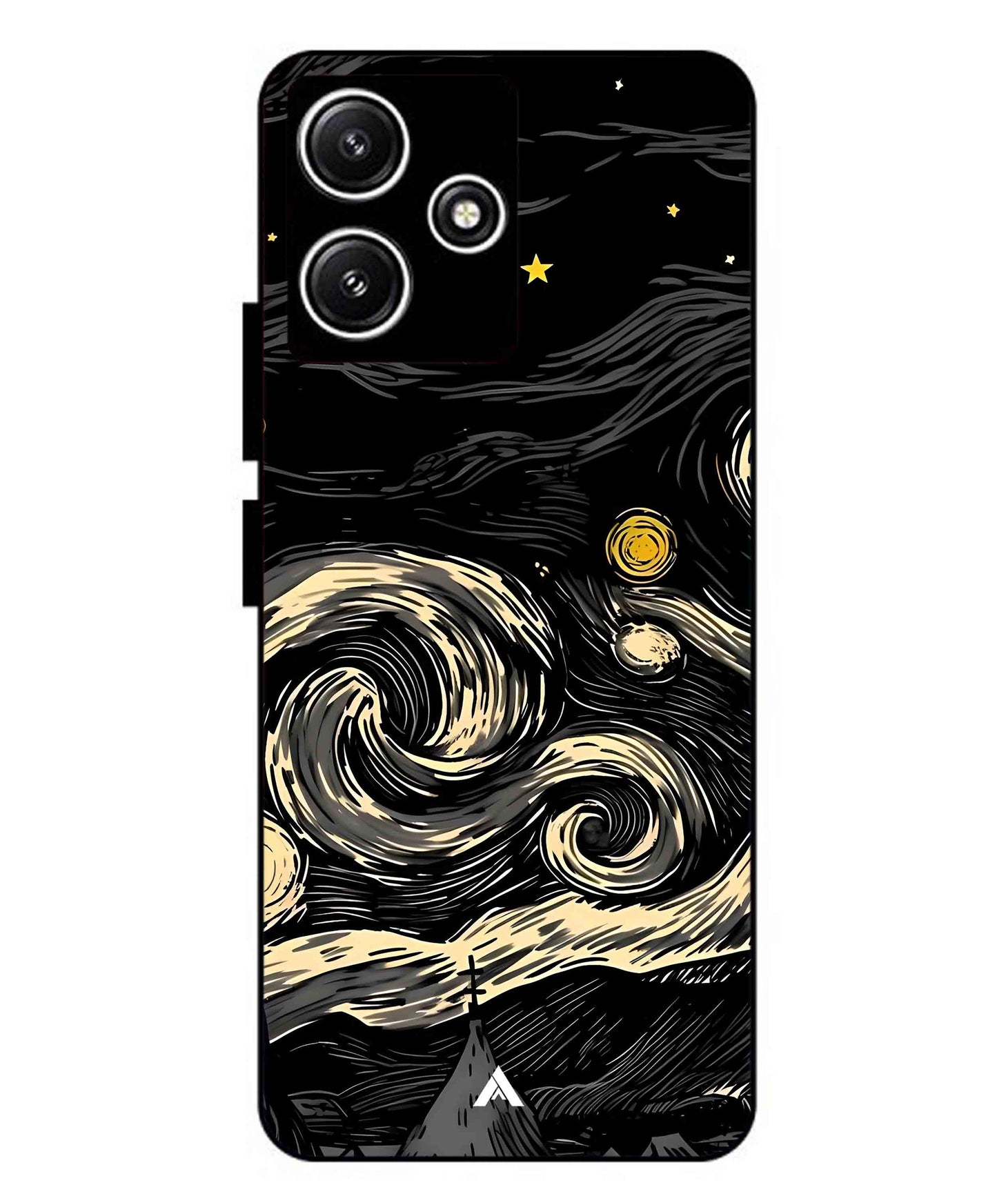 Starry Night Aesthetic Metal Back Cover Phone Case for Xiaomi Redmi 12 5G
