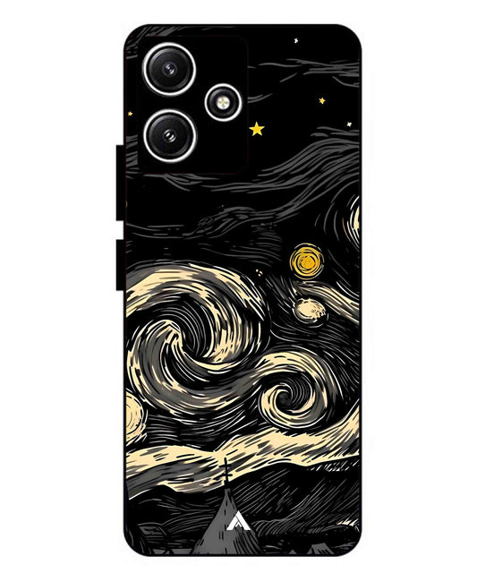 Starry Night Aesthetic Metal Back Cover Phone Case for Xiaomi Redmi 12 5G