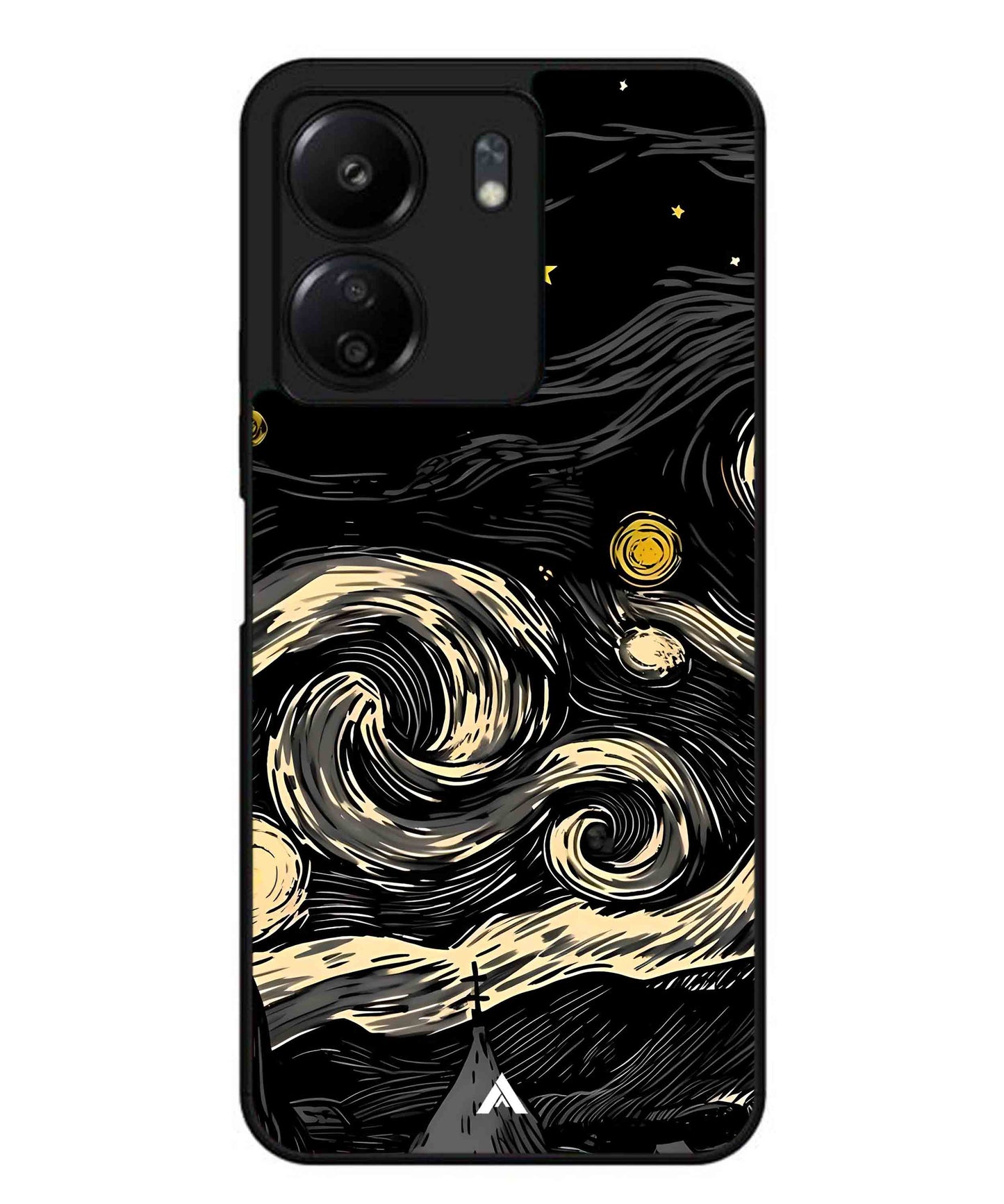 Starry Night Aesthetic Metal Back Cover Phone Case for Xiaomi Redmi 13C 4G