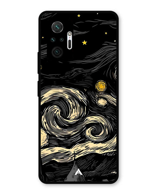 Starry Night Aesthetic Metal Back Cover Phone Case for Xiaomi Redmi Note 10 Pro Plus