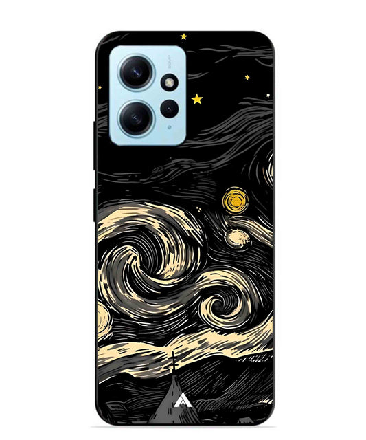 Starry Night Aesthetic Metal Back Cover Phone Case for Xiaomi Redmi Note 12 4G