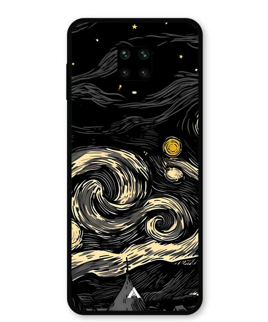 Starry Night Aesthetic Metal Back Cover Phone Case for Xiaomi Redmi Note 9 Pro