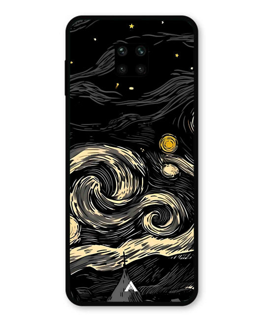 Starry Night Aesthetic Metal Back Cover Phone Case for Xiaomi Redmi Note 9 Pro Max