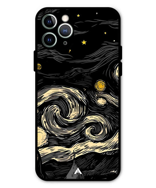 Starry Night Aesthetic Metal Back Cover Phone Case for iPhone 11 Pro Max
