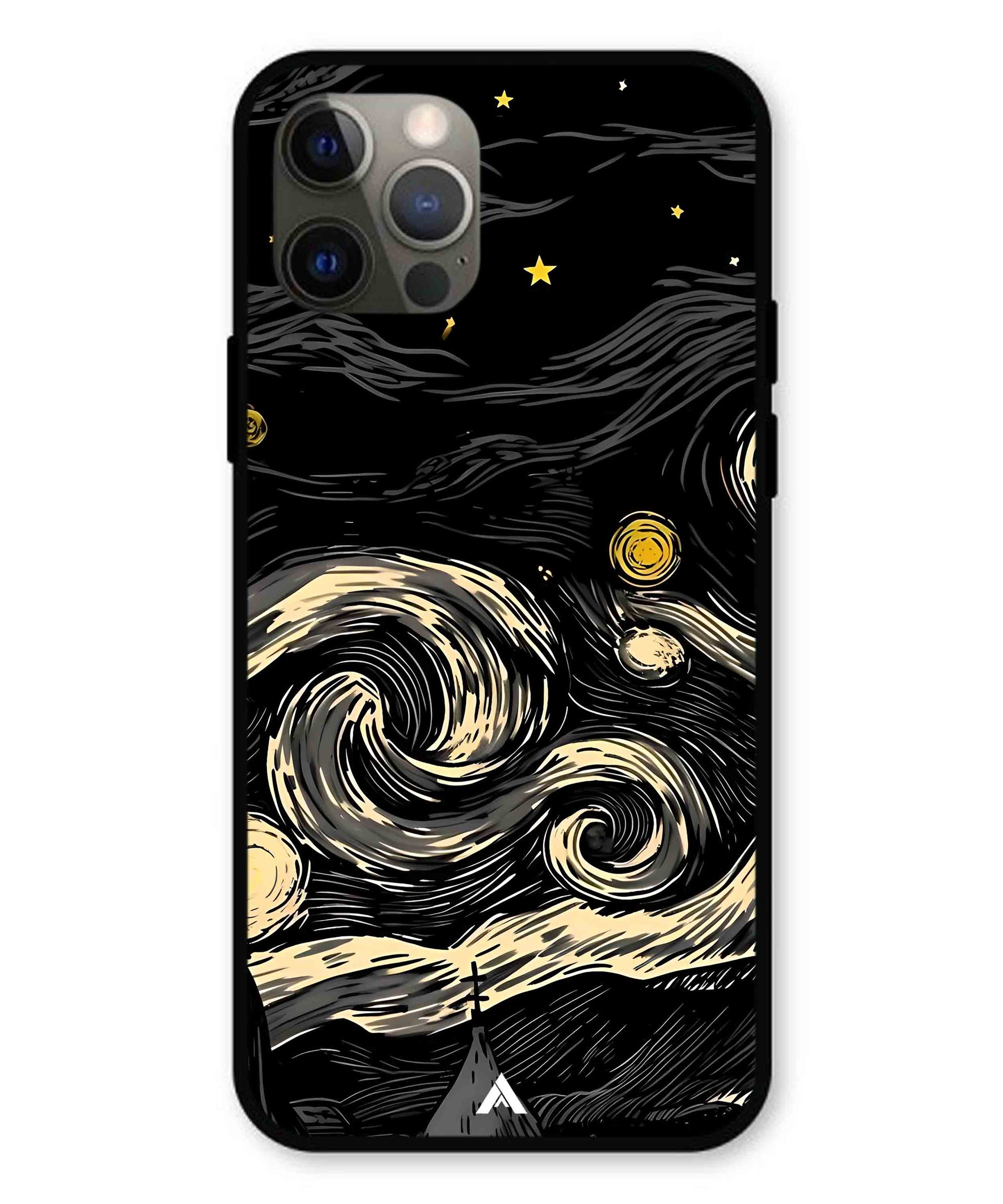 Starry Night Aesthetic Metal Back Cover Phone Case for iPhone 12 Pro