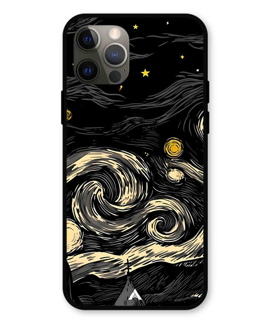 Starry Night Aesthetic Metal Back Cover Phone Case for iPhone 12 Pro