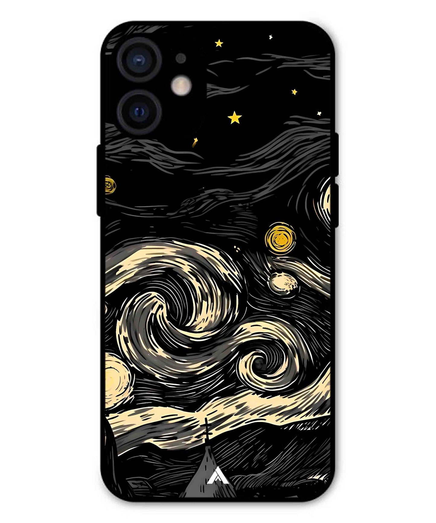 Starry Night Aesthetic Metal Back Cover Phone Case for iPhone 13 Mini