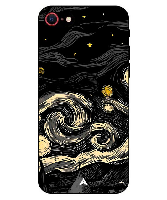 Starry Night Aesthetic Metal Back Cover Phone Case for iPhone 8