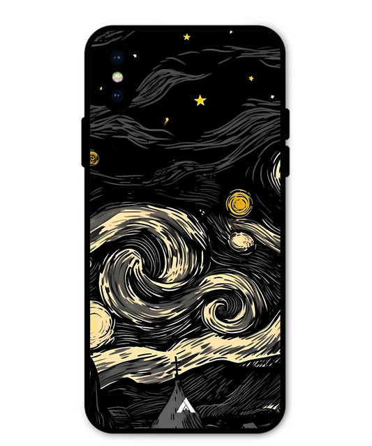 Starry Night Aesthetic Metal Back Cover Phone Case for iPhone X