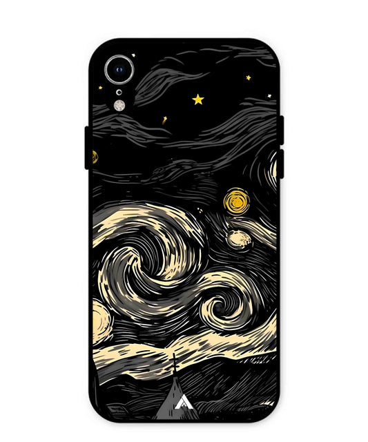 Starry Night Aesthetic Metal Back Cover Phone Case for iPhone Xr