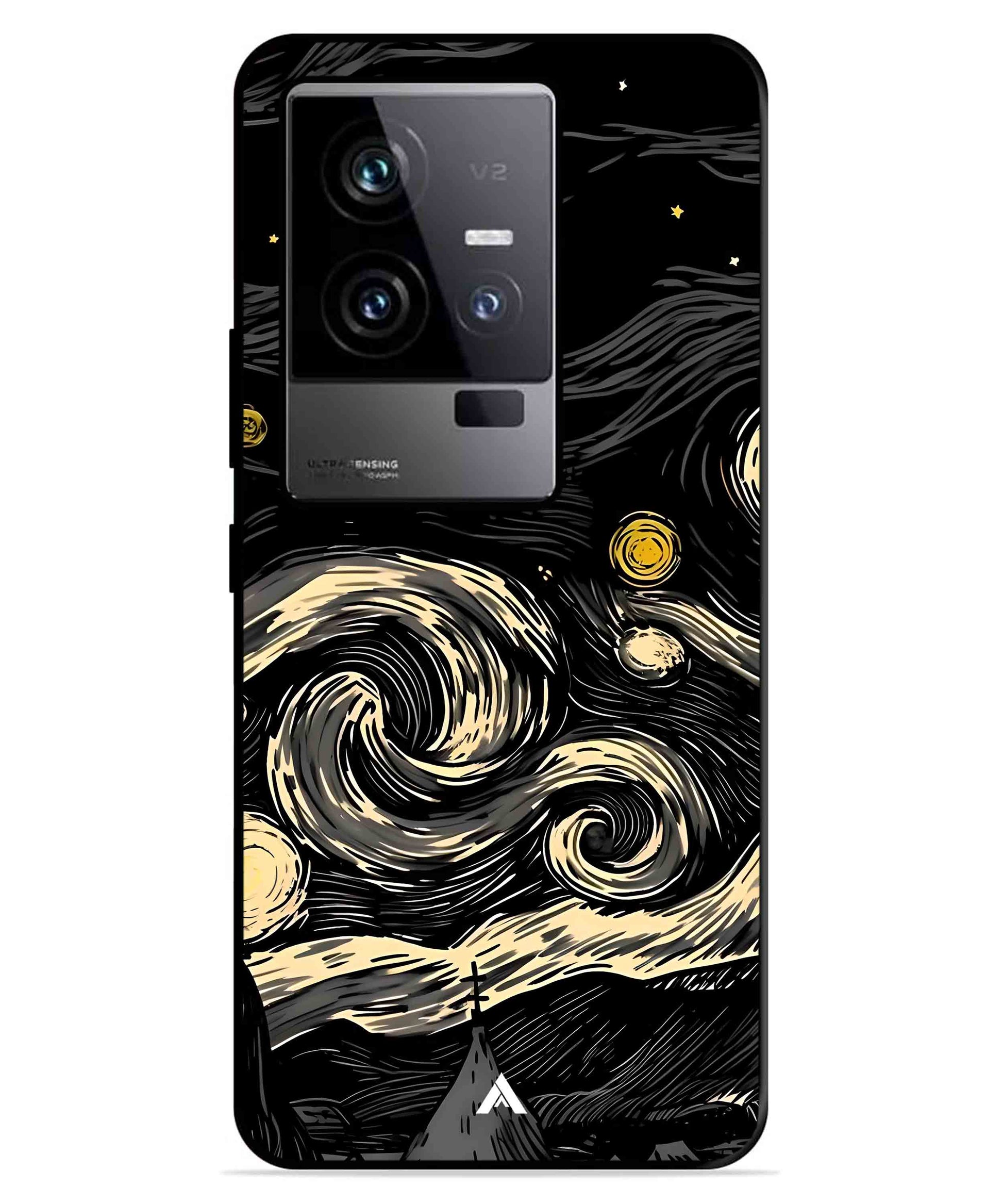 Starry Night Aesthetic Metal Back Cover Phone Case for iQOO 11