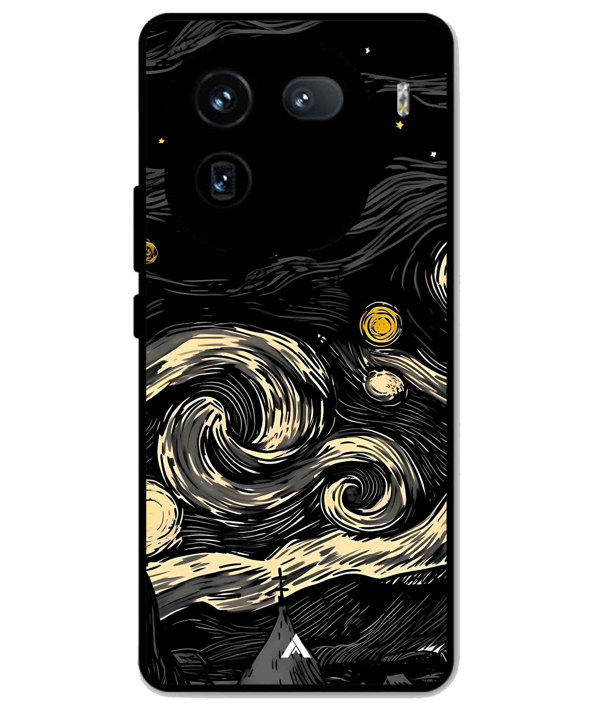 Starry Night Aesthetic Metal Back Cover Phone Case for iQOO 12