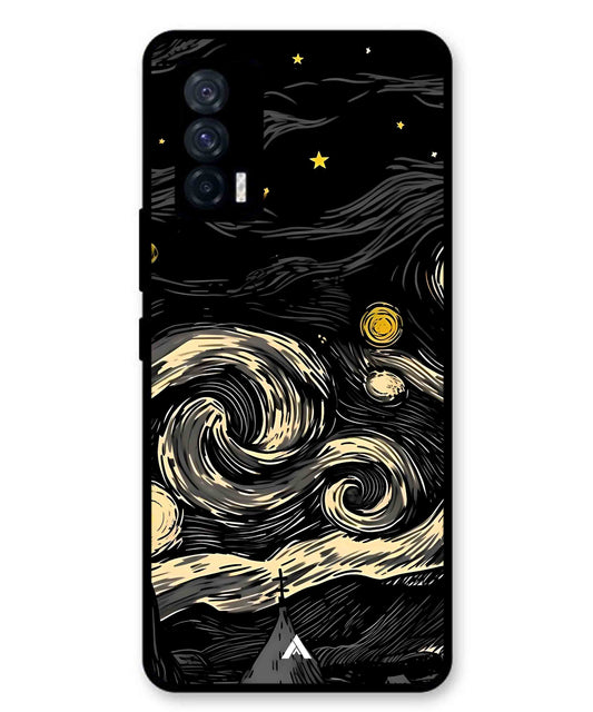 Starry Night Aesthetic Metal Back Cover Phone Case for iQOO 7