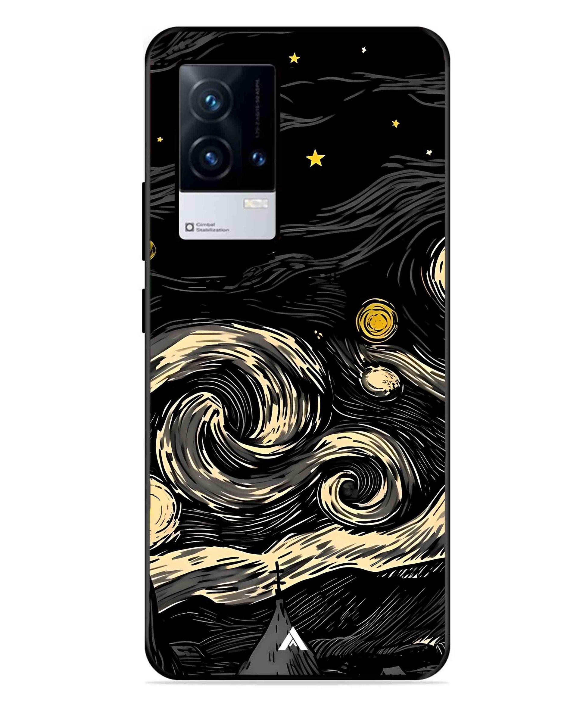 Starry Night Aesthetic Metal Back Cover Phone Case for iQOO 8