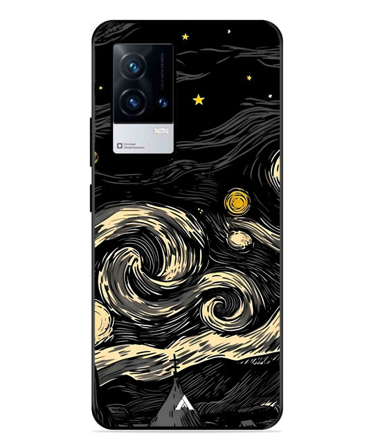 Starry Night Aesthetic Metal Back Cover Phone Case for iQOO 9
