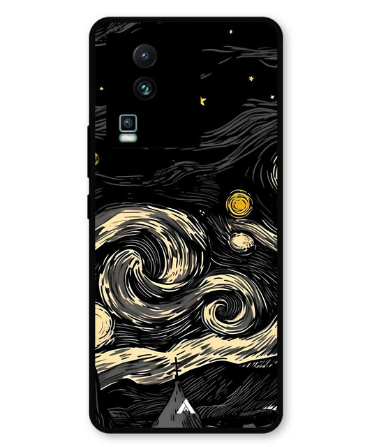 Starry Night Aesthetic Metal Back Cover Phone Case for iQOO Neo 7