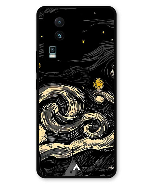 Starry Night Aesthetic Metal Back Cover Phone Case for iQOO Neo 7 Pro