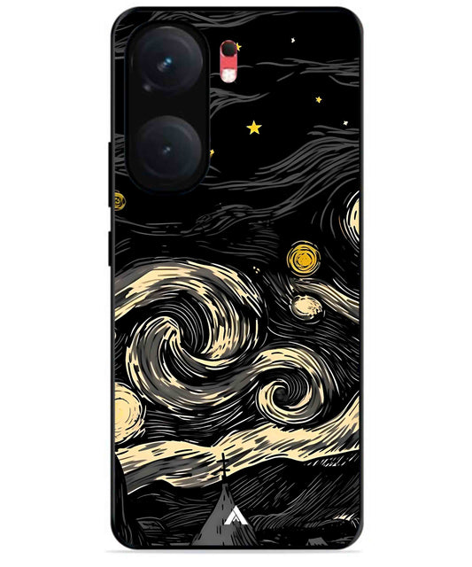 Starry Night Aesthetic Metal Back Cover Phone Case for iQOO Neo 9 Pro