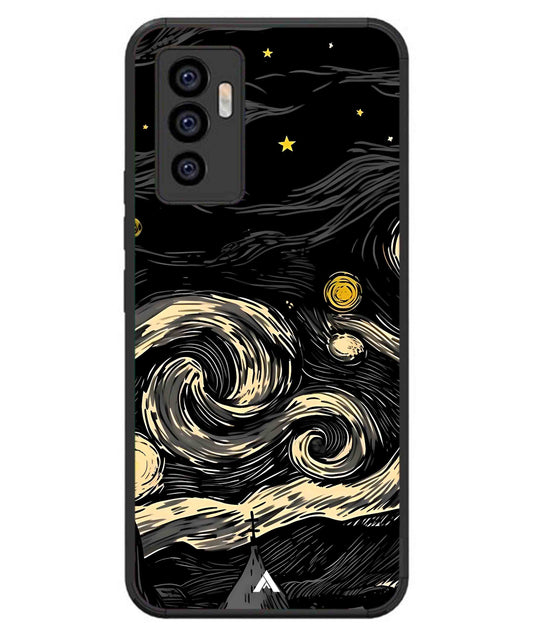 Starry Night Aesthetic Metal Back Cover Phone Case for iQOO Z6