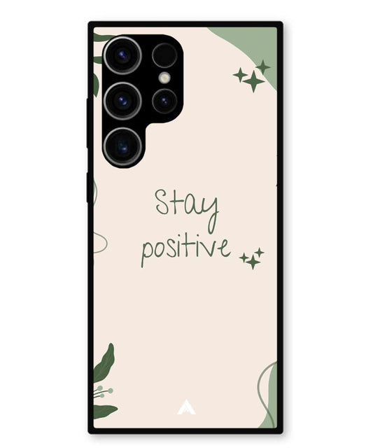 Stay Positive 1 Metal Back Cover Phone Case for Samsung Galaxy S23 Ultra