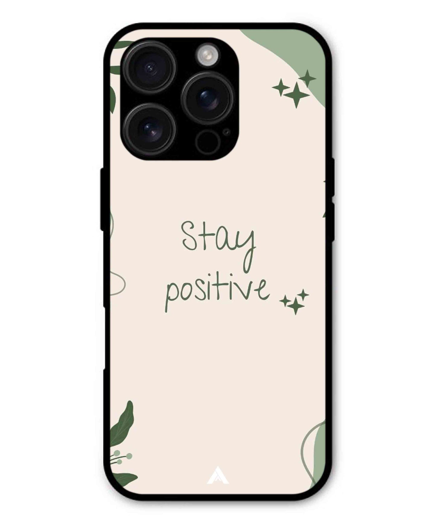 Stay Positive 1 Metal Back Cover Phone Case for iPhone 14 Pro