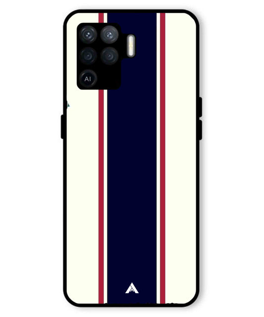 Stripe Pattern 10 Metal Back Cover Phone Case for Oppo F19 Pro