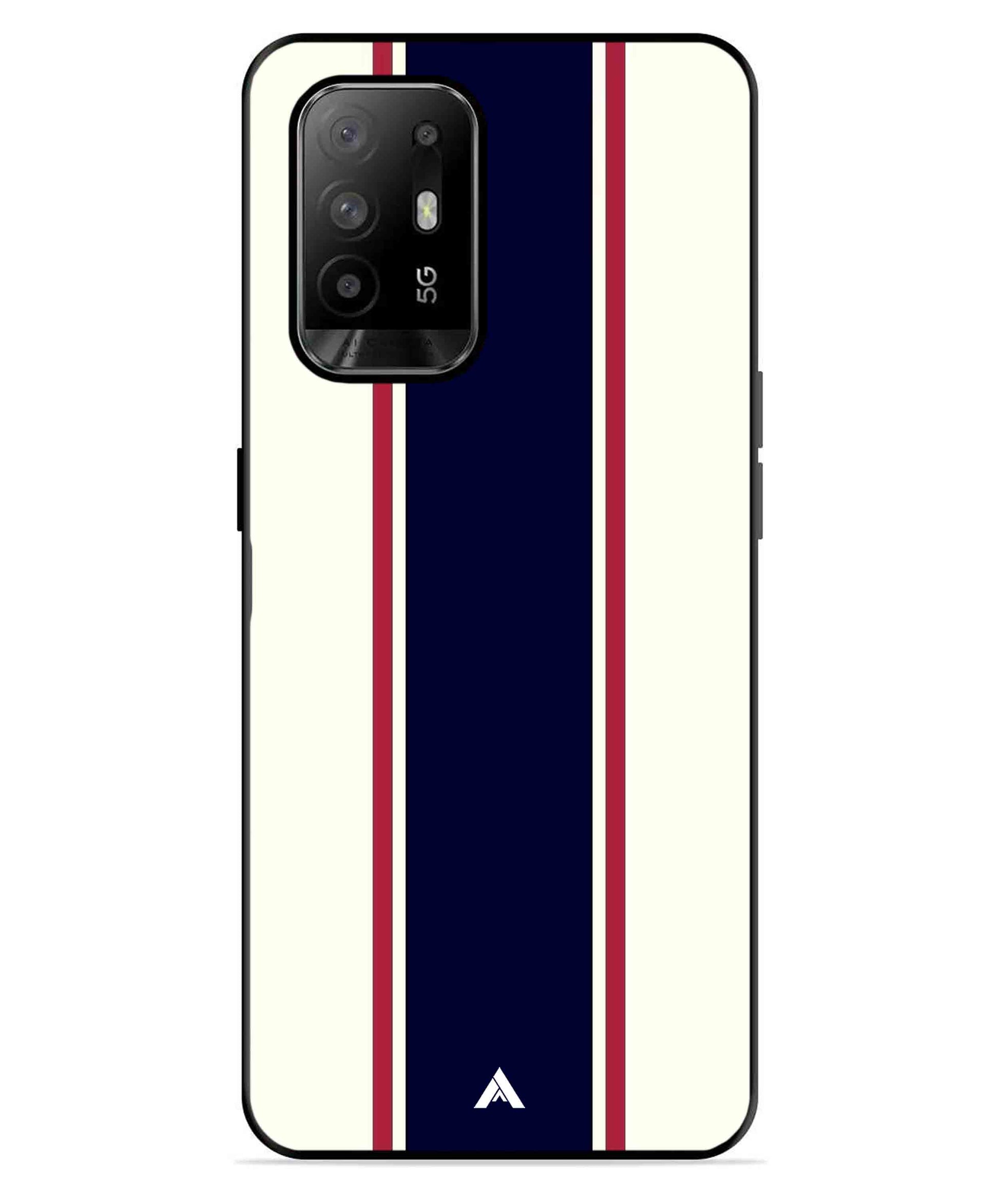 Stripe Pattern 10 Metal Back Cover Phone Case for Oppo F19 Pro Plus