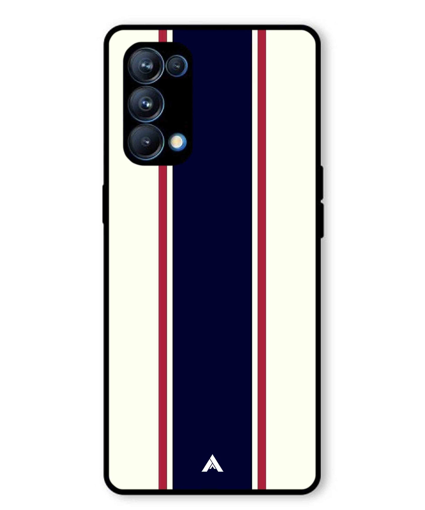 Stripe Pattern 10 Metal Back Cover Phone Case for Oppo Reno 5 Pro