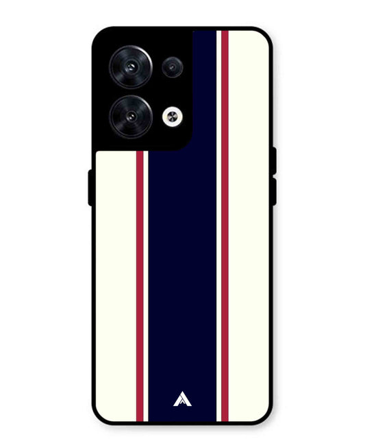 Stripe Pattern 10 Metal Back Cover Phone Case for Oppo Reno 8