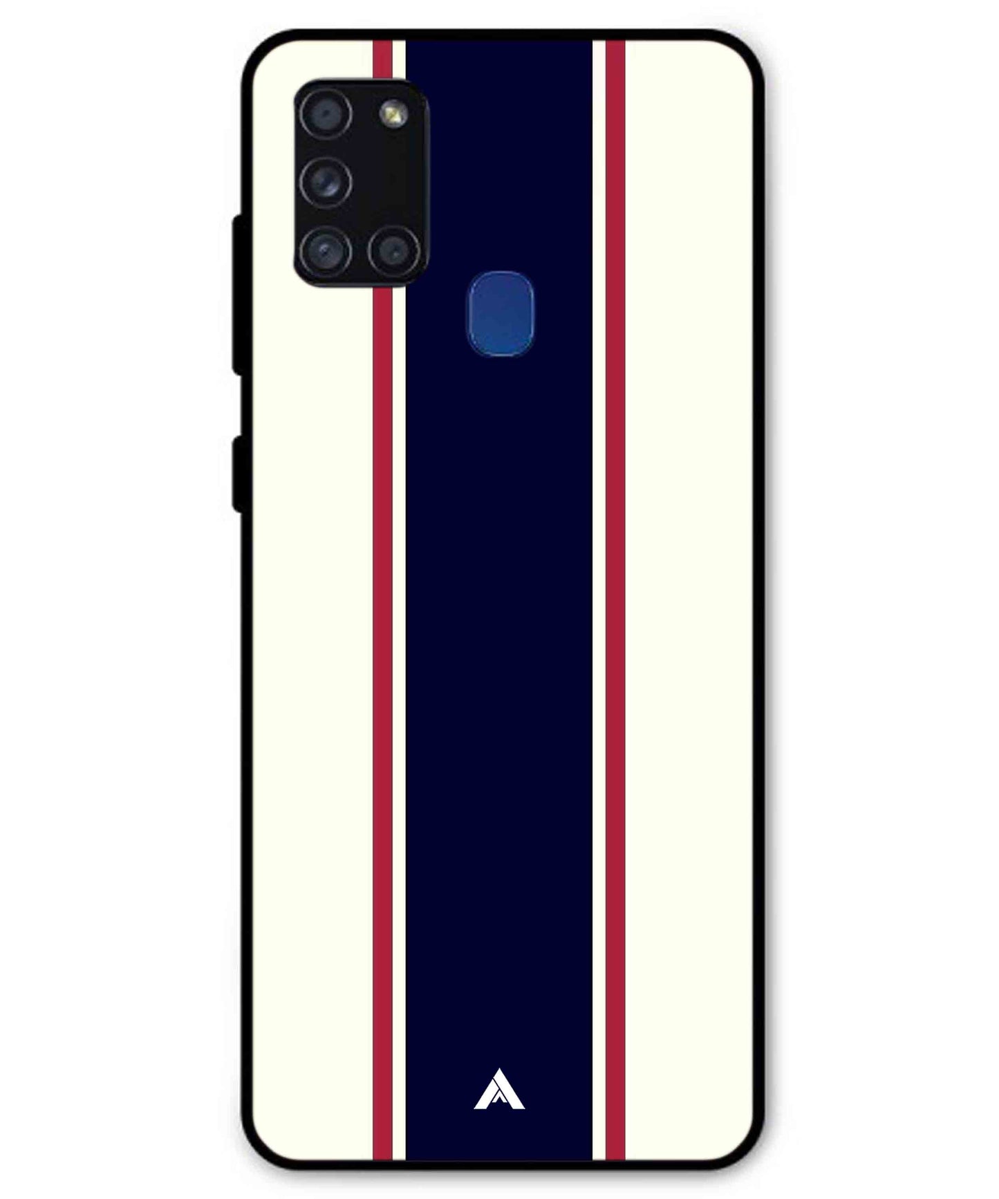 Stripe Pattern 10 Metal Back Cover Phone Case for Samsung Galaxy A21s